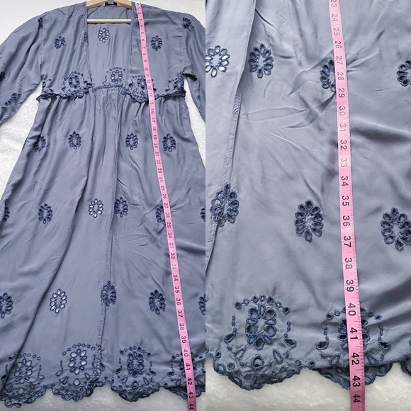 AE Lightweight Eyelet Lace Kimono Sleeve Long Summer Duster Cardigan - Picture 8 of 10